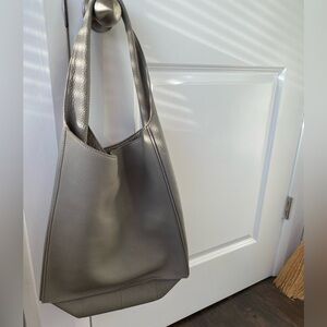 Slouchy gray tote bag by Auxiliary